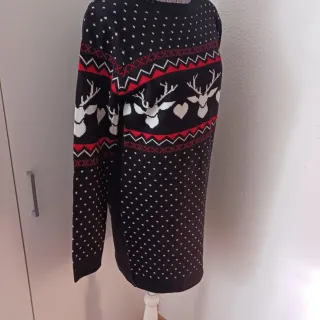 Vestido de punto Navidad reno negro y rojo