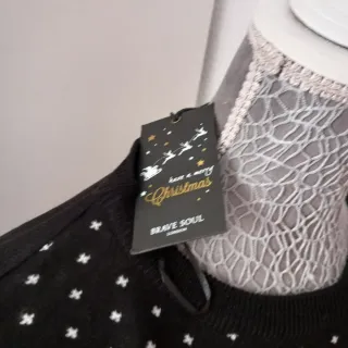 Vestido de punto Navidad reno negro y rojo