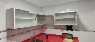 Muebles altos cocina madera y metal