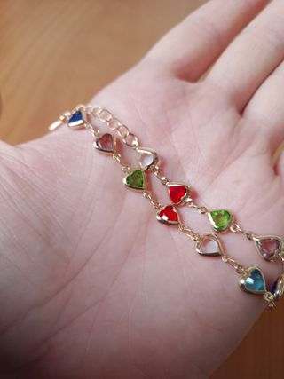 Pulsera Corazones Multicolor Plata
