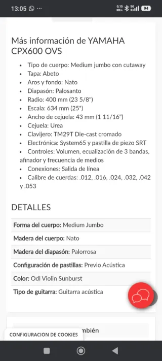 Guitarra Electroacústica Yamaha CPX600