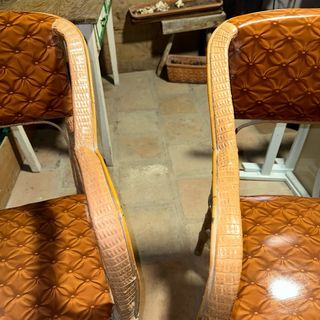 Pareja Sillas Vintage Ratán y Piel Sintética