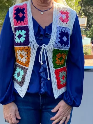 Chaleco de ganchillo multicolor talla única
