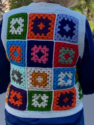 Chaleco de ganchillo multicolor talla única