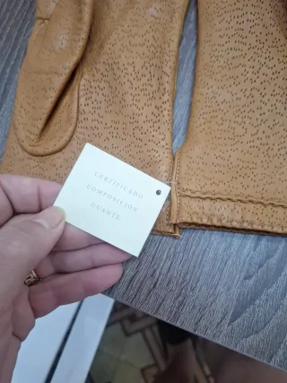 Guantes Piel Talla 85 Beige/Marrón