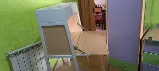 Escritorio Buró Plegable Blanco y Haya