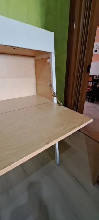 Escritorio Buró Plegable Blanco y Haya