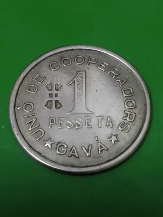Moneda 1 Pesseta GAVA Unió de Cooperadors
