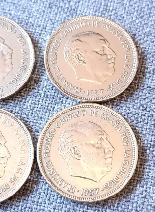 Lote 4 monedas 25 pesetas Franco 1957