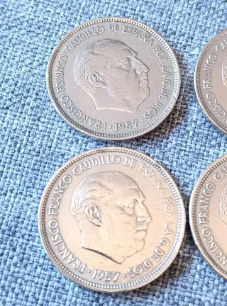 Lote 4 monedas 25 pesetas Franco 1957