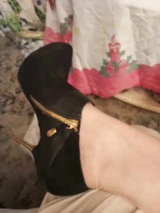 Botines tacón fino negros talla 38