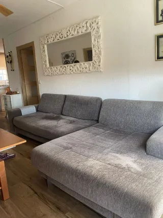 Sofá chaise longue 3.30m marrón/gris