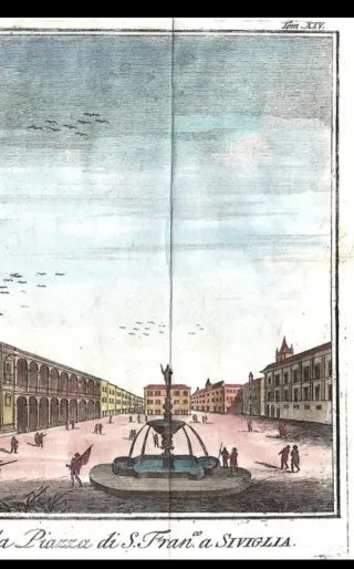 Grabado Sevilla,  1721-1750. Gran pieza. Original.