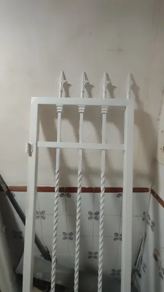 Puerta reja de calle blanca