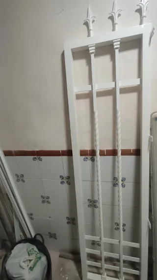 Puerta reja de calle blanca