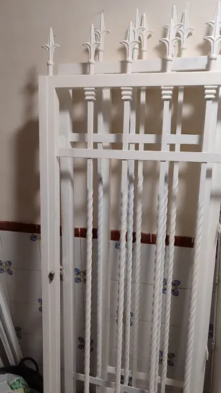 Puerta reja de calle blanca