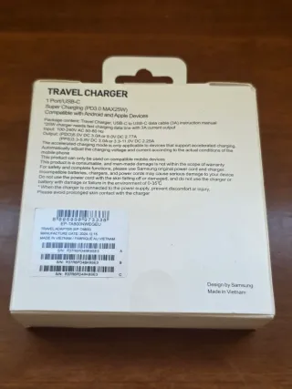 Cargador Samsung 25W carga rápida con cable