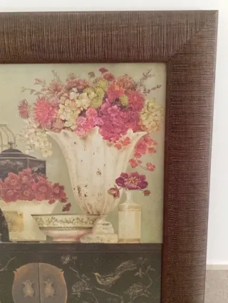 Pack 2 cuadros de flores y jaulas.