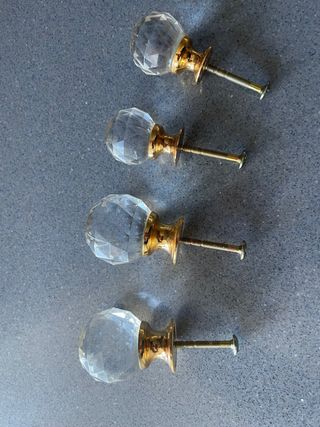 4 Pomos Cristal y Dorado