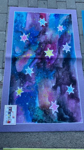 Tappeto bimbi elefante luna stelle 80x120cm