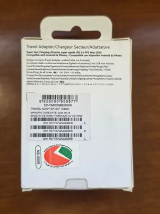 Cargador Samsung 25W y cable USB-C Carga Rápida