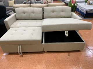 Sofá Cama Beige 220cm con Arcón