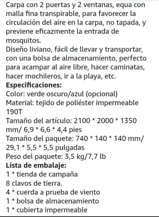 Tienda de campaña automática grande