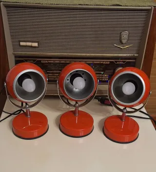 3 Lampade Veneta Lumi Space Age eye ball vintage