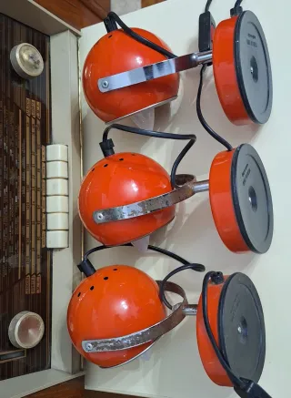 3 Lampade Veneta Lumi Space Age eye ball vintage