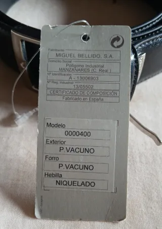 Cinturón Piel Vacuno Miguel Bellido Negro