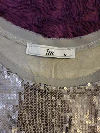Top Lm Plateado Lentejuelas Elegante