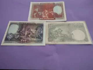 Billetes españoles antiguos 500 y 1000 pesetas