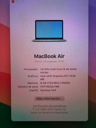 MacBook Air 2019 13” i5 8GB RAM 128GB SSD