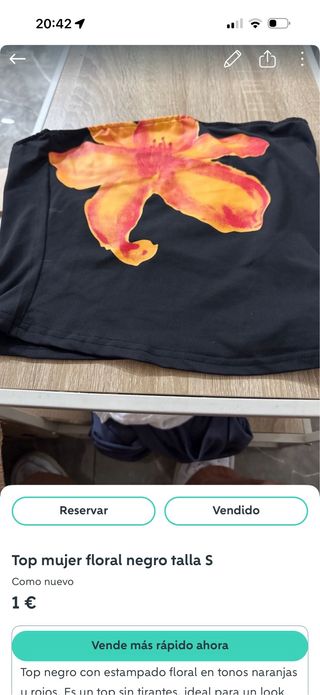 Top floral negro talla S