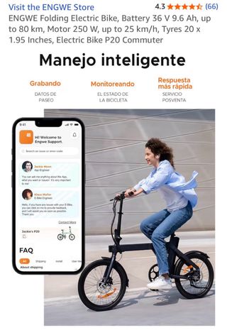 Bicicleta Eléctrica Engwe P20 con 2 baterías 365km