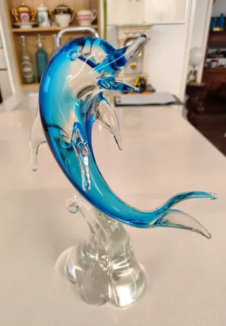 Delfín cristal Murano azul