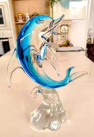 Delfín cristal Murano azul