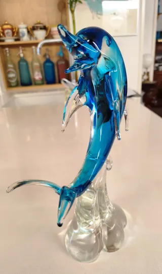 Delfín cristal Murano azul