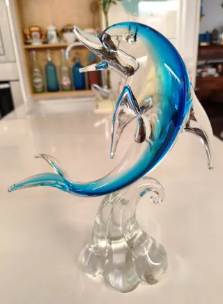 Delfín cristal Murano azul