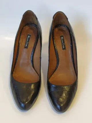 Massimo Dutti zapatos tacón piel negros talla 38