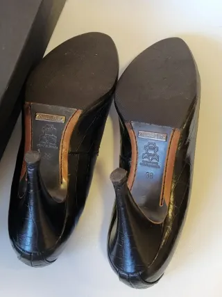 Massimo Dutti zapatos tacón piel negros talla 38