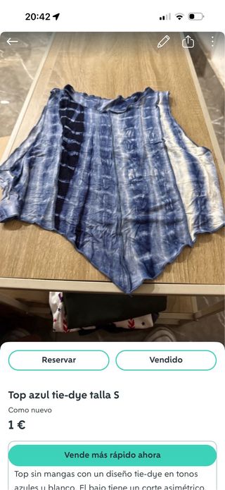 Top azul tie-dye talla S