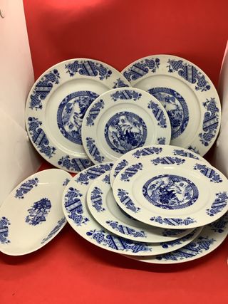 Set piatti ceramica vintage paesaggio orientale