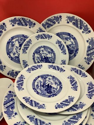 Set piatti ceramica vintage paesaggio orientale