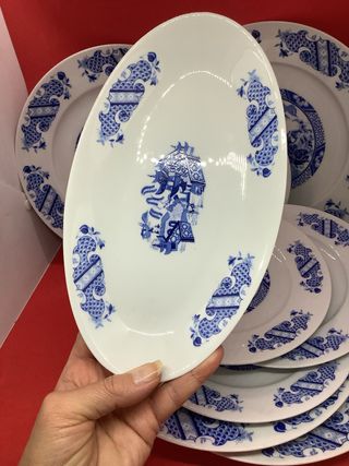 Set piatti ceramica vintage paesaggio orientale