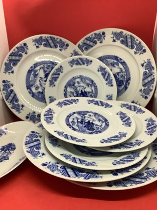 Set piatti ceramica vintage paesaggio orientale