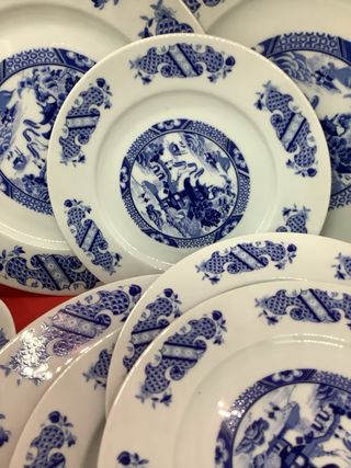 Set piatti ceramica vintage paesaggio orientale