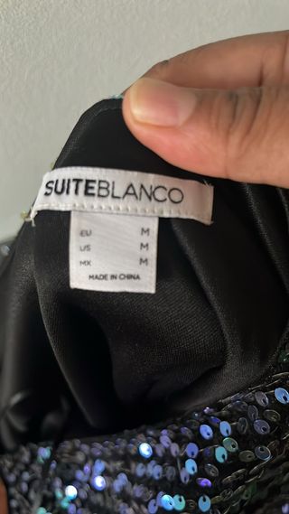 Vestido fiesta lentejuelas negro y verde