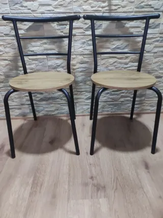 2 Sillas Metal y Madera