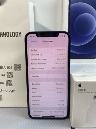 IPHONE 12 NEGRO 128GB IMPOLUTO BATERIA 100%